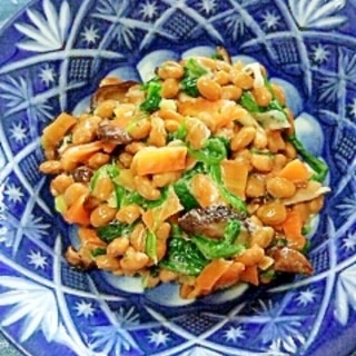 納豆の食べ方-緑黄色野菜＆きのこ♪